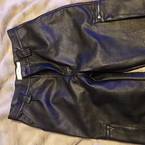 KanCan Ultra High Rise Faux Leather Joggers Black nwot